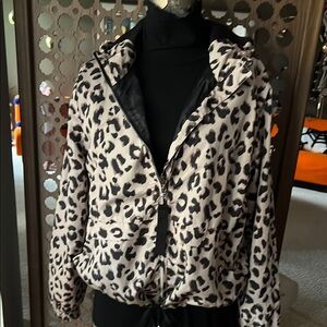 Chic Leopard Print Bomber Style Windbreaker Jacket